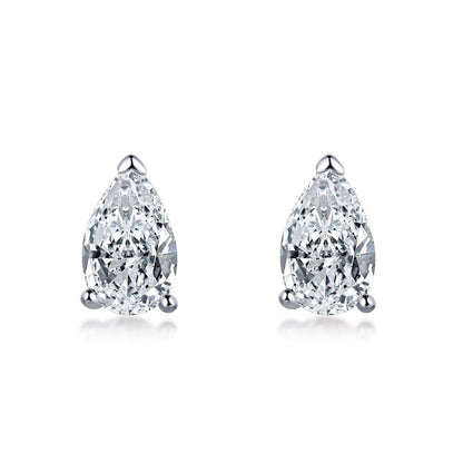 S925 Sterling Silver Zircon Single Rhinestone Ear Studs Female Earrings-Jewearrings