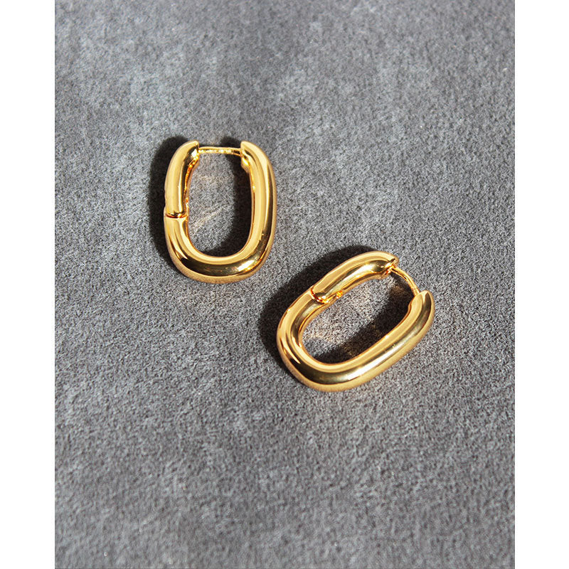 Women's Fashion Brass Gold Plated U Shaped Earrings-Jewearrings