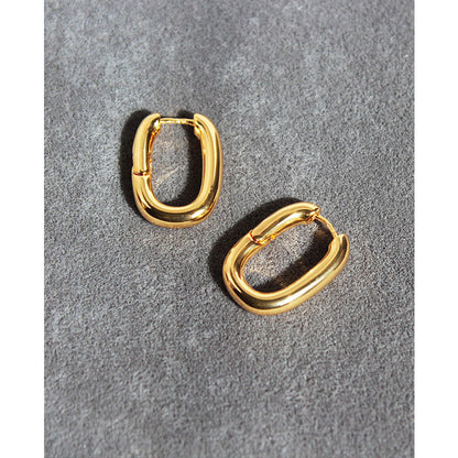 Women's Fashion Brass Gold Plated U Shaped Earrings-Jewearrings