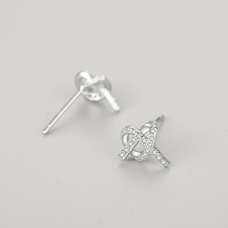 S925 Sterling Silver Micro-inlaid Fully Jeweled Loving Heart Cross Stud Earrings For Women-Jewearrings