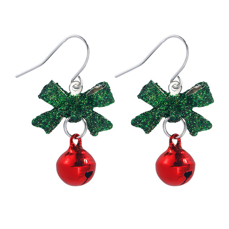 Christmas Bow Bell Earrings-Jewearrings