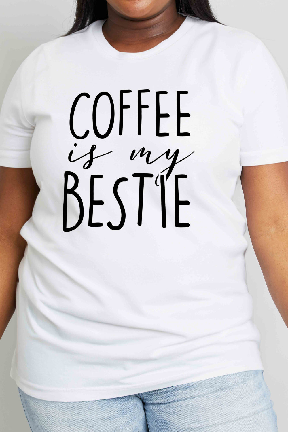 Simply Love Full Size COFFEE IS MY BESTIE Graphic Cotton T-Shirt-Jewearrings