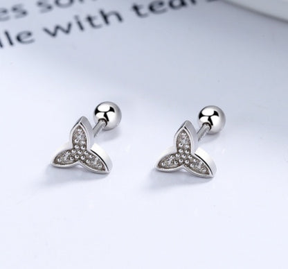 Twisted Clover Screw Stud Earrings Women's 925 Sterling Silver-Jewearrings