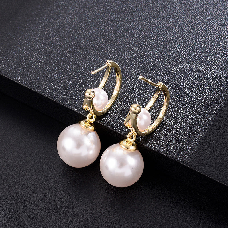 Simple Design Pearl Fashion Pendant Earrings-Jewearrings