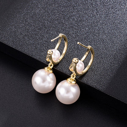 Simple Design Pearl Fashion Pendant Earrings-Jewearrings