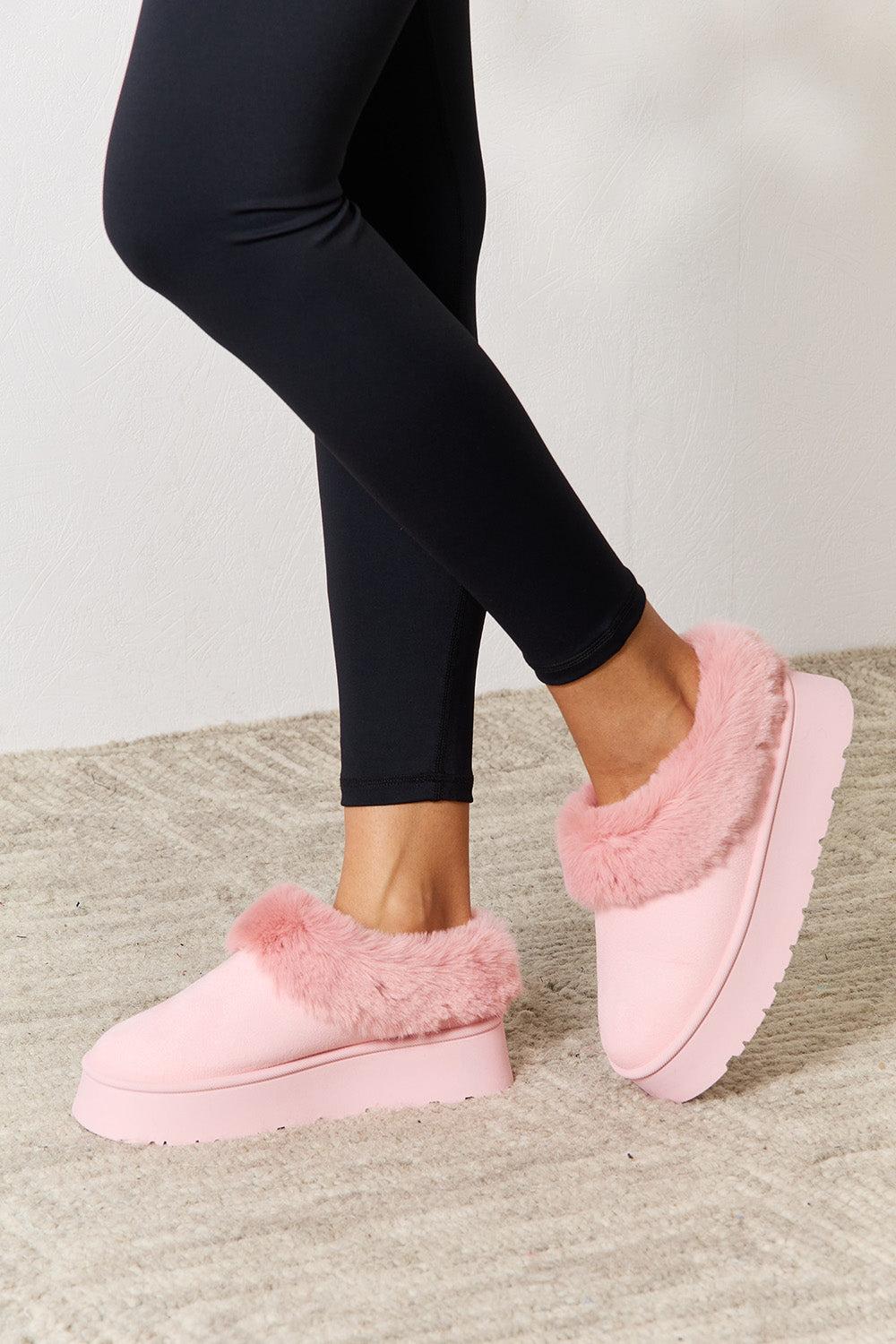 Legend Footwear Furry Chunky Platform Ankle Boots-Jewearrings