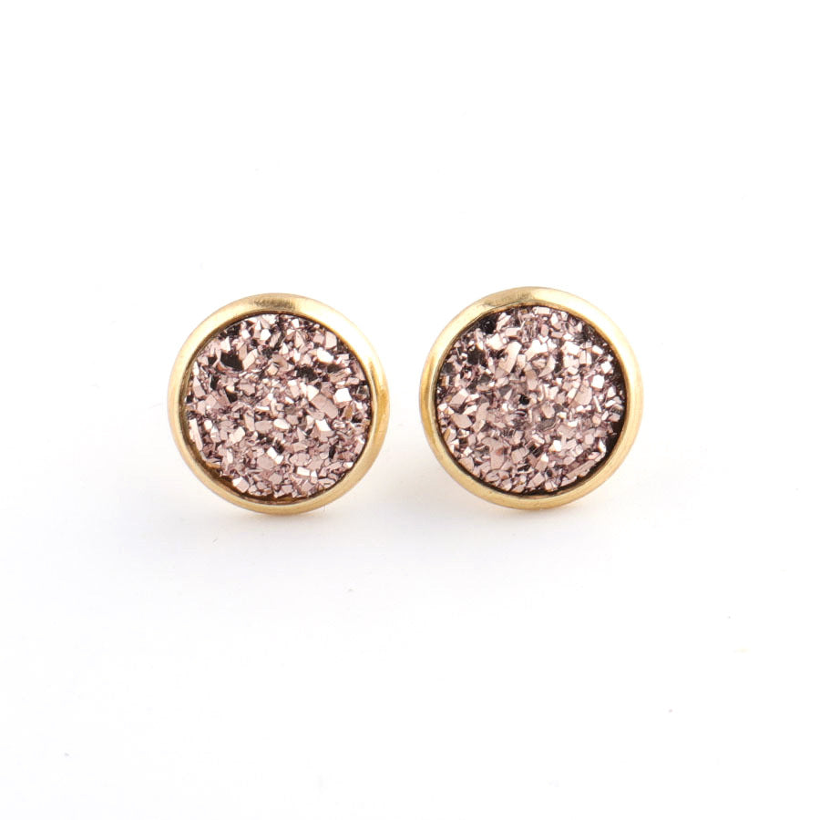 Starry Stainless Steel Water Plated Gold Stud Earrings-Jewearrings