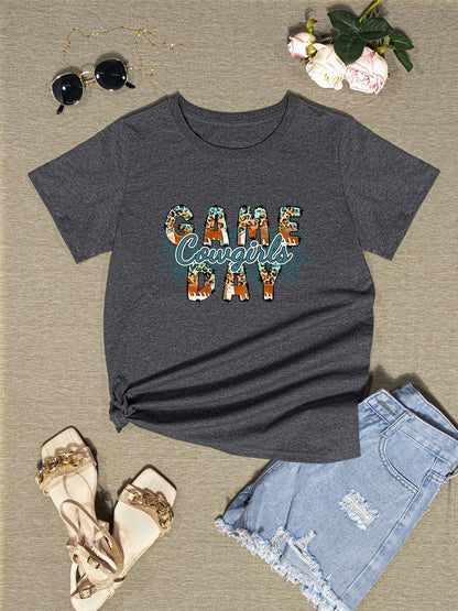 COWGIRLS GAME DAY Round Neck Short Sleeve T-Shirt-Jewearrings