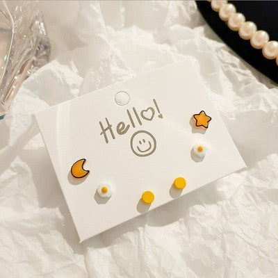 Sterling Silver Needle Stud Earrings Women's Set Small Delicate Eardrops Bone Nail-Jewearrings