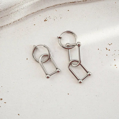 Titanium Earrings Horseshoe Buckle-Jewearrings