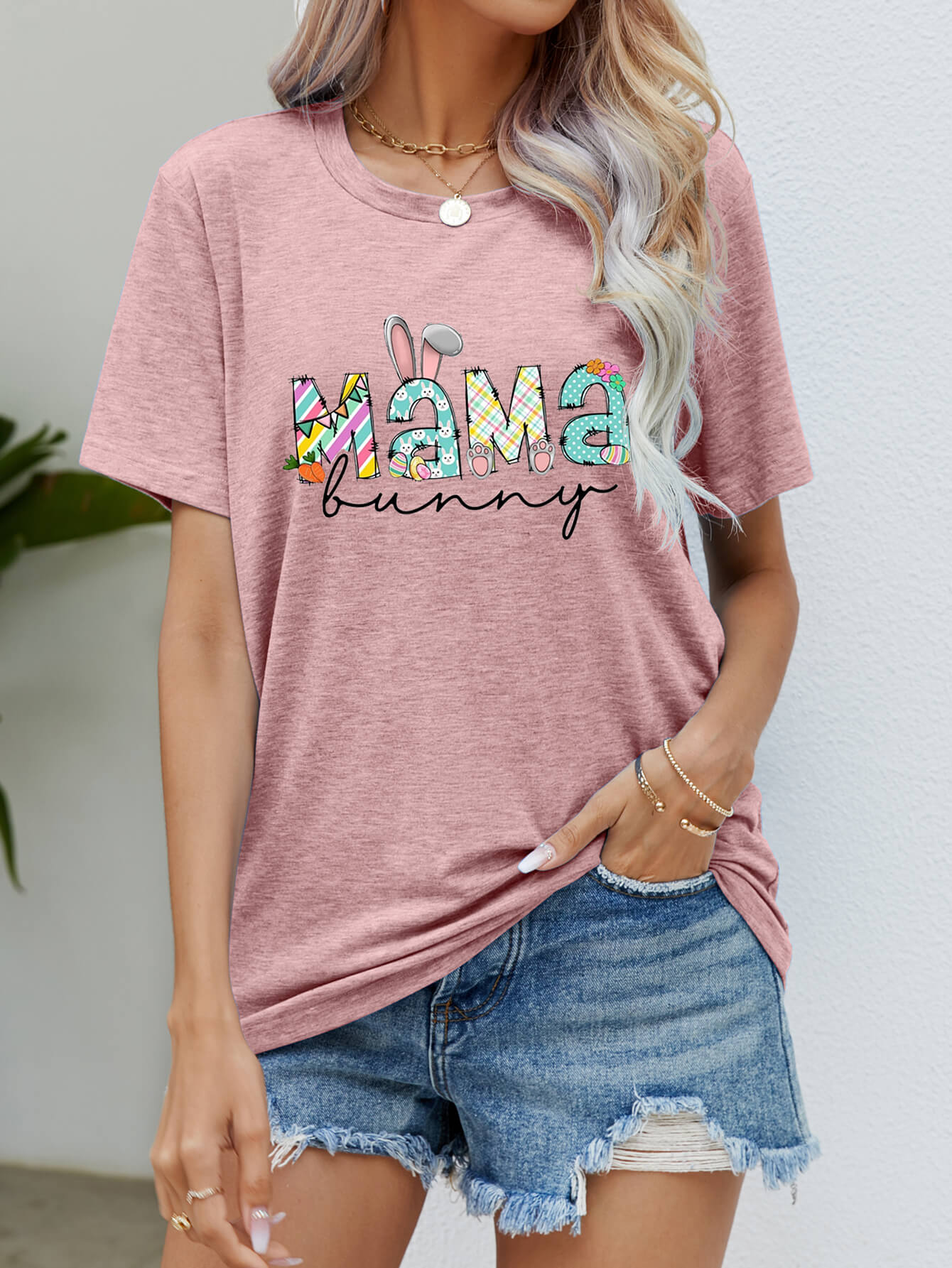 MAMA BUNNY Easter Graphic Tee-Jewearrings