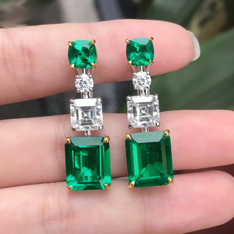 Light Luxury Emerald Cut Zircon Earrings-Jewearrings