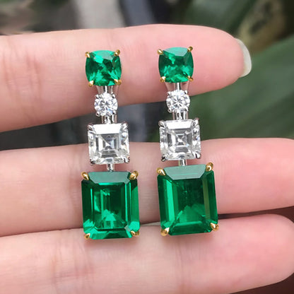 Light Luxury Emerald Cut Zircon Earrings-Jewearrings