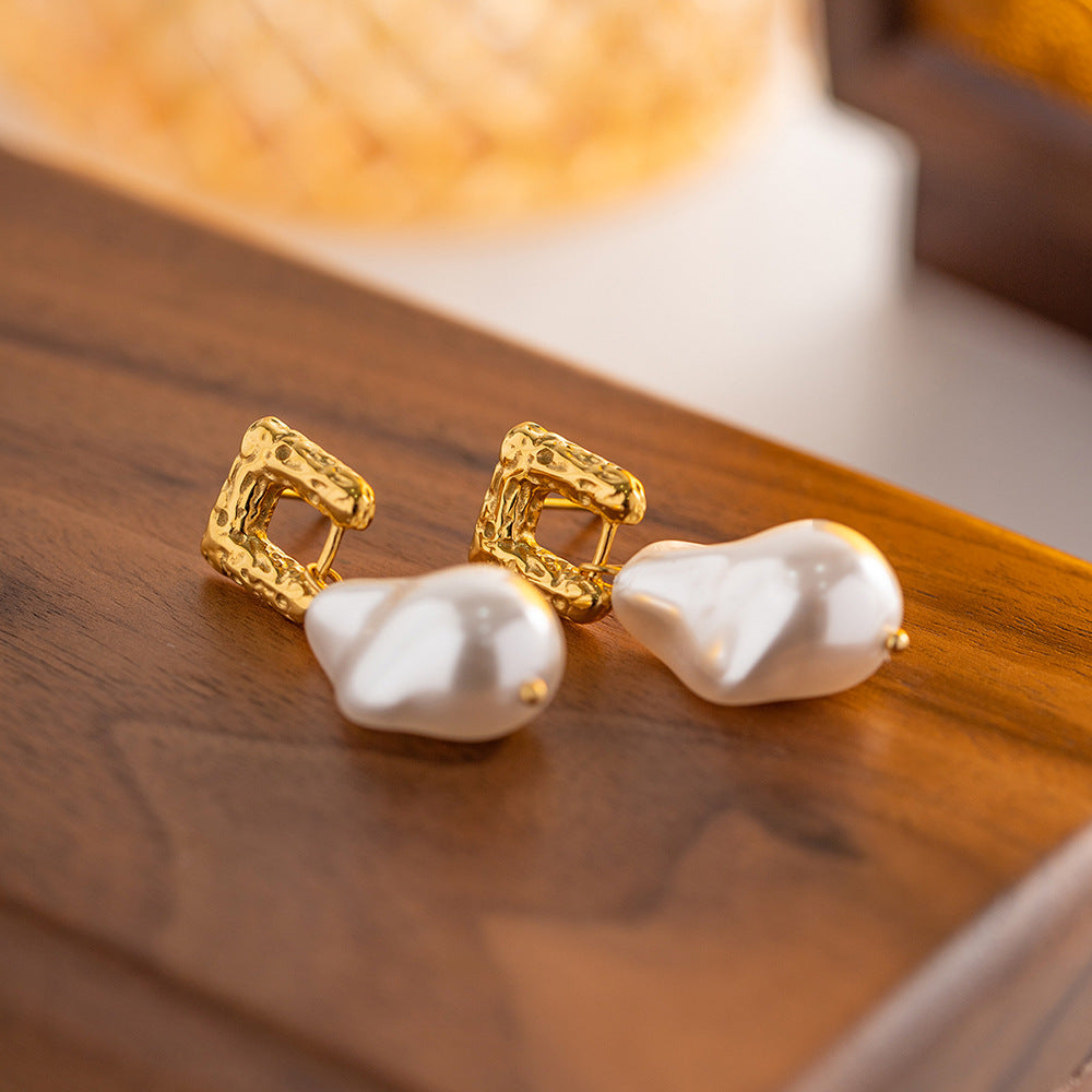 Retro In Ancient Style Irregular Natural Pearl Earrings-Jewearrings