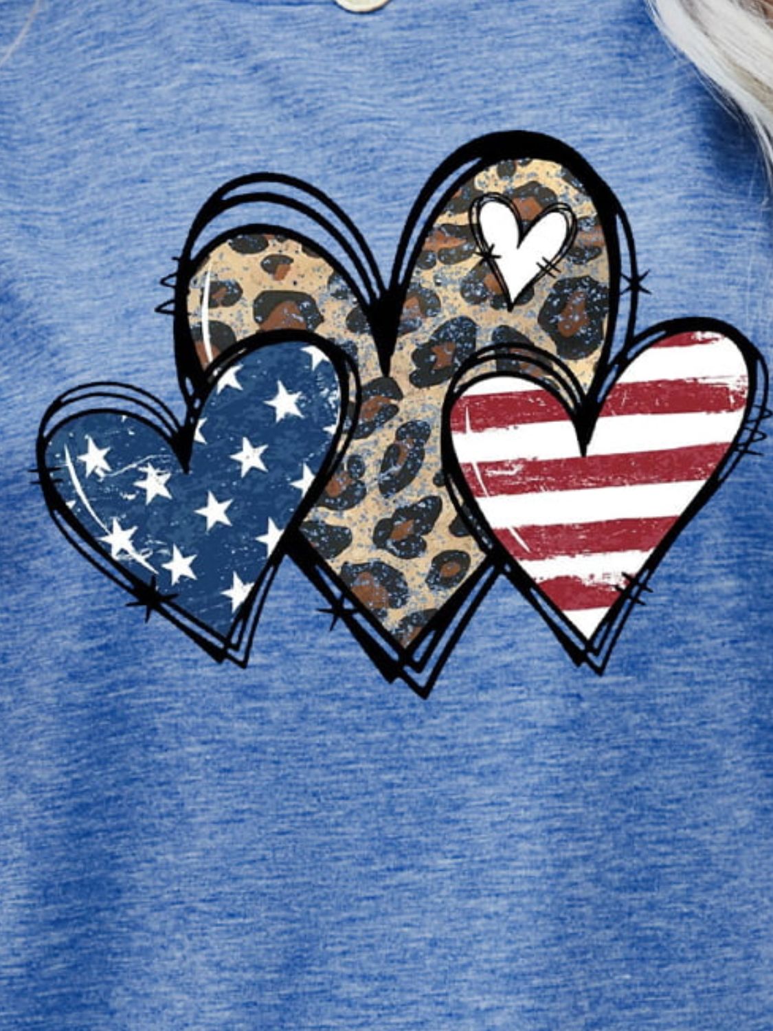 US Flag Leopard Heart Graphic Tee-Jewearrings