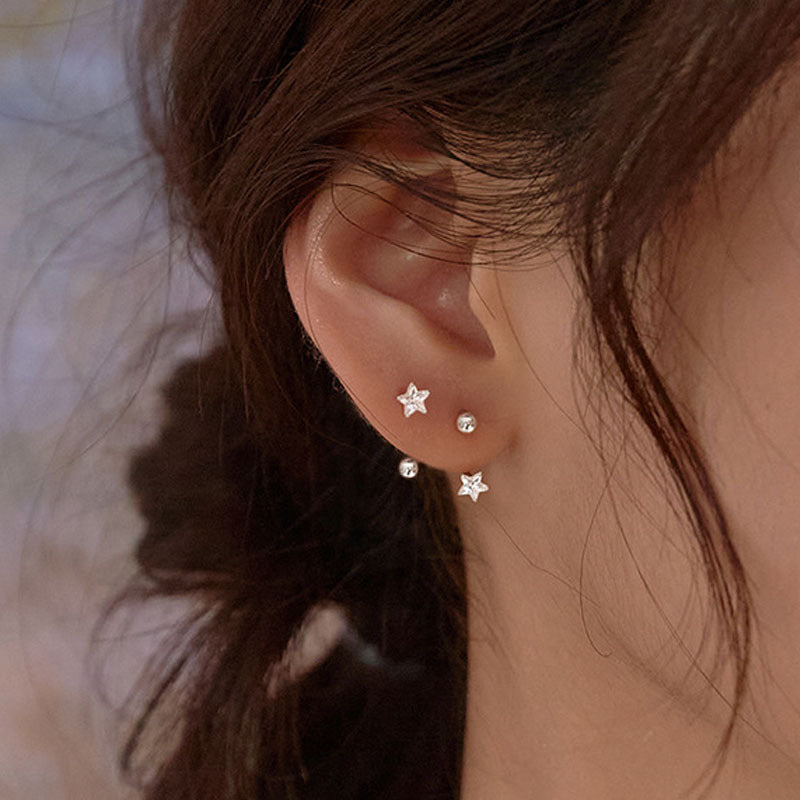 Special-interest Design Minimalist Star Sterling Silver Stud Earrings-Jewearrings