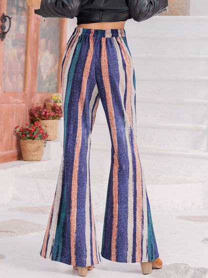 Striped Flare Leg Pants-Jewearrings