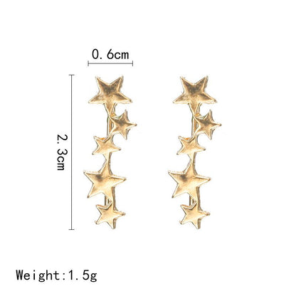 Exquisite creative five-pointed star ear bone clip earrings for girls accessories-Jewearrings