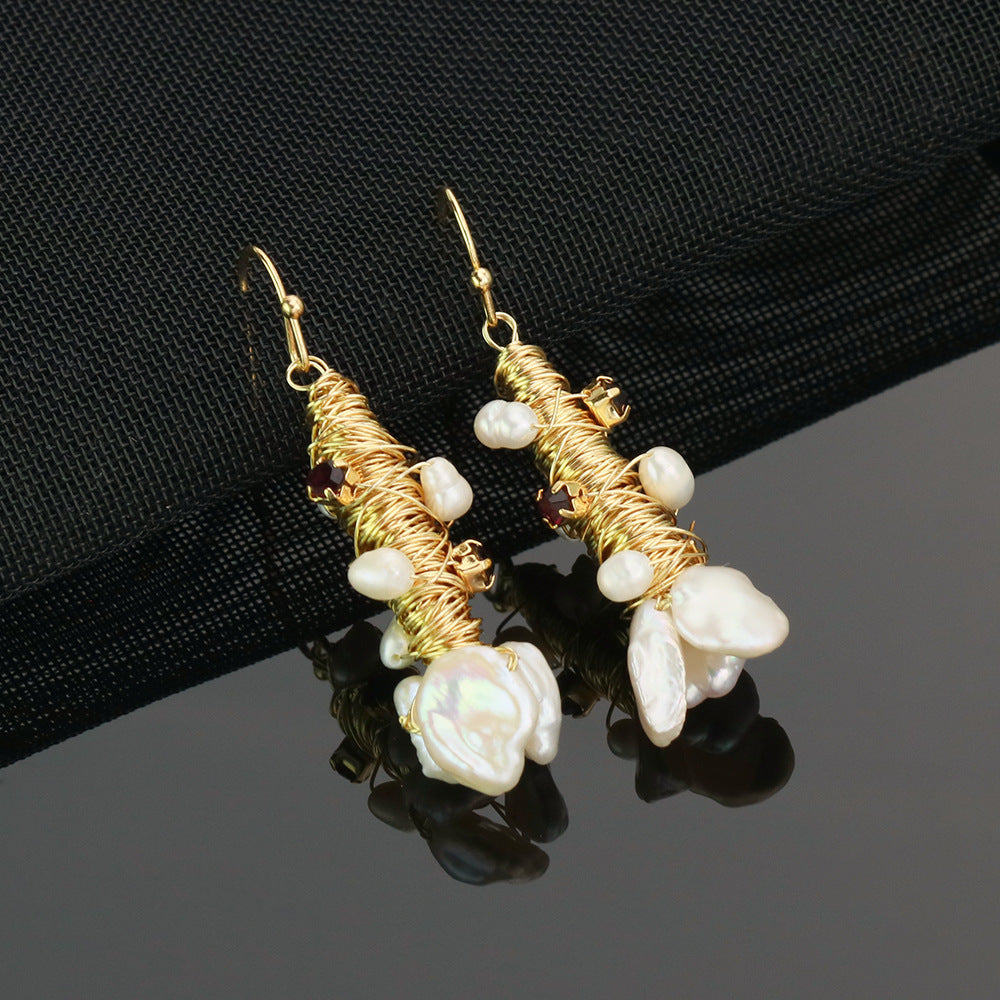 Woven Real Gold Plated Unique Flower Shape Earrings-Jewearrings