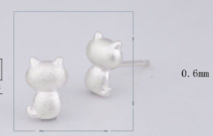 Silver-plated Ear Studs Women's Cute Kitty Earrings Small Animal Zodiac Women's Earrings-Jewearrings