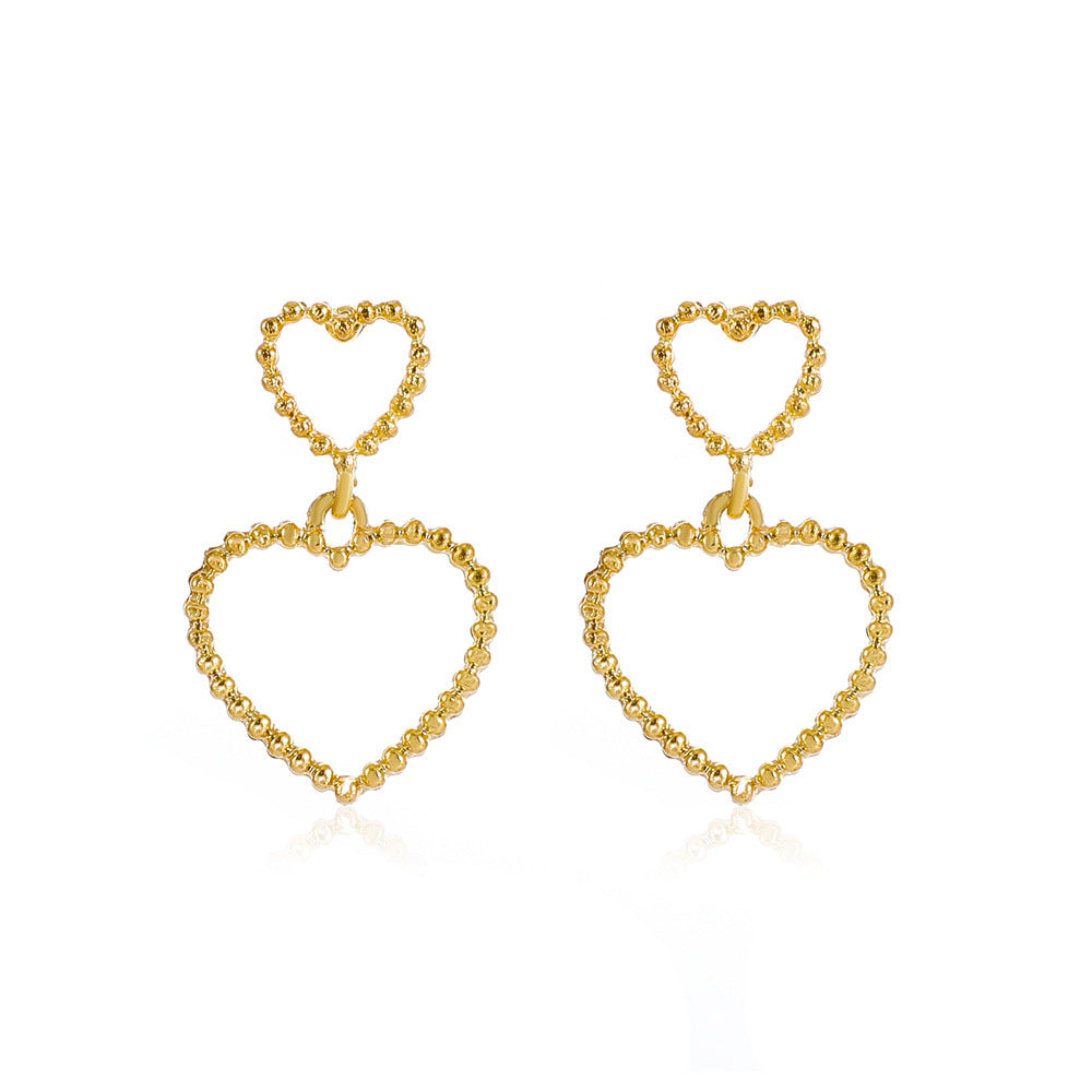 Exaggerated Love Stud Earrings Women Retro Simple Geometric Metal-Jewearrings