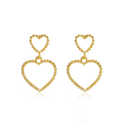 Exaggerated Love Stud Earrings Women Retro Simple Geometric Metal-Jewearrings