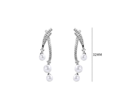 Women's Pearl Arc 925 Sterling Silver Stud Earrings-Jewearrings