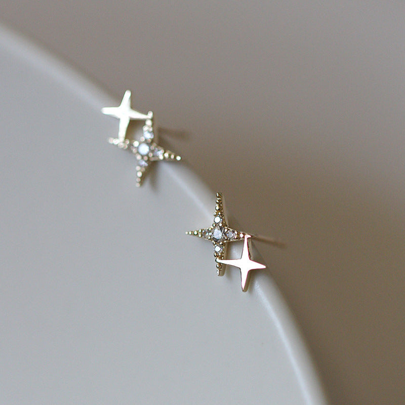 Shrinking Light Little Star Gold Stud Earrings-Jewearrings