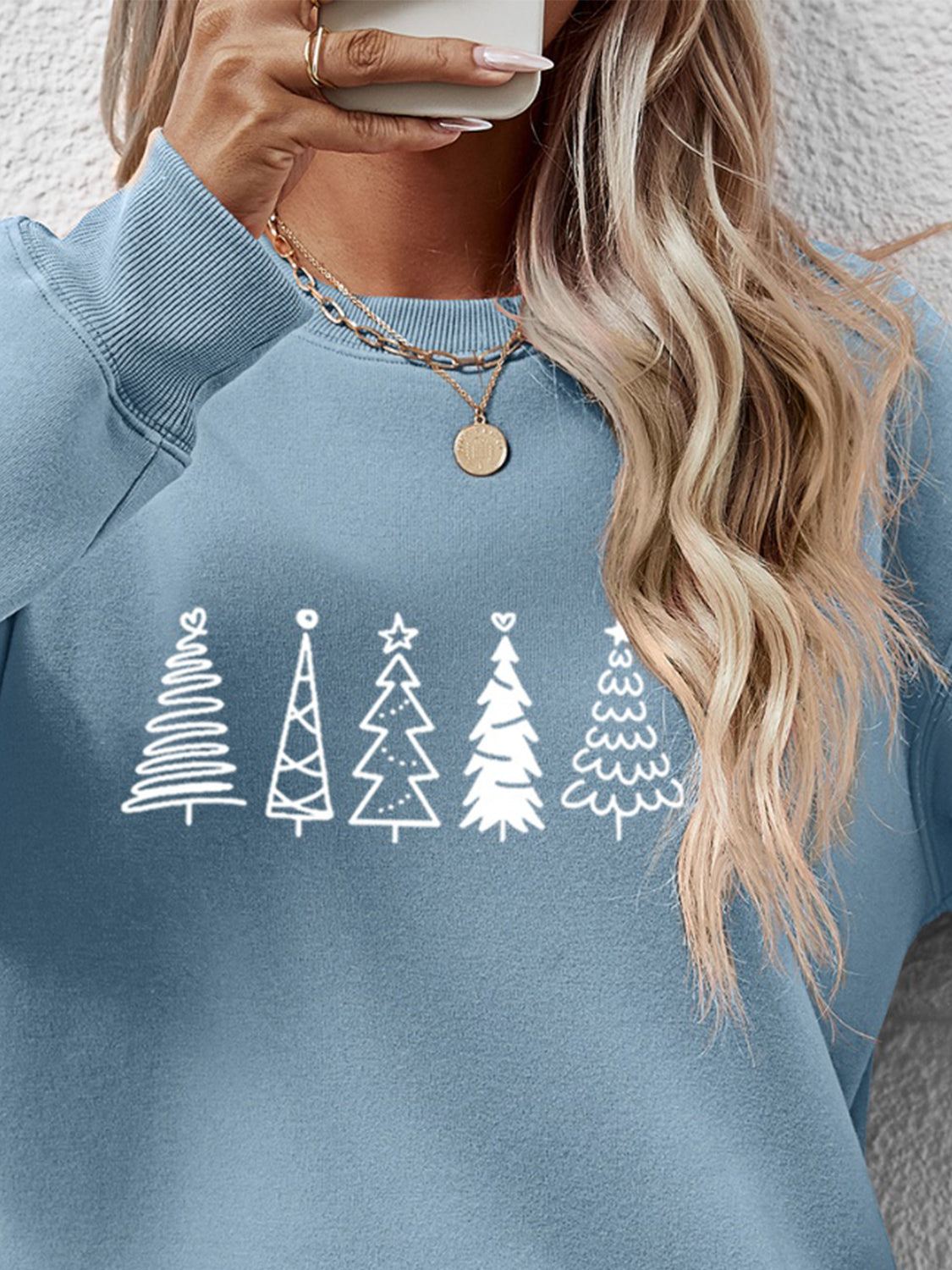 Christmas Tree Graphic Drop Shoulder Sweatshirt-Jewearrings