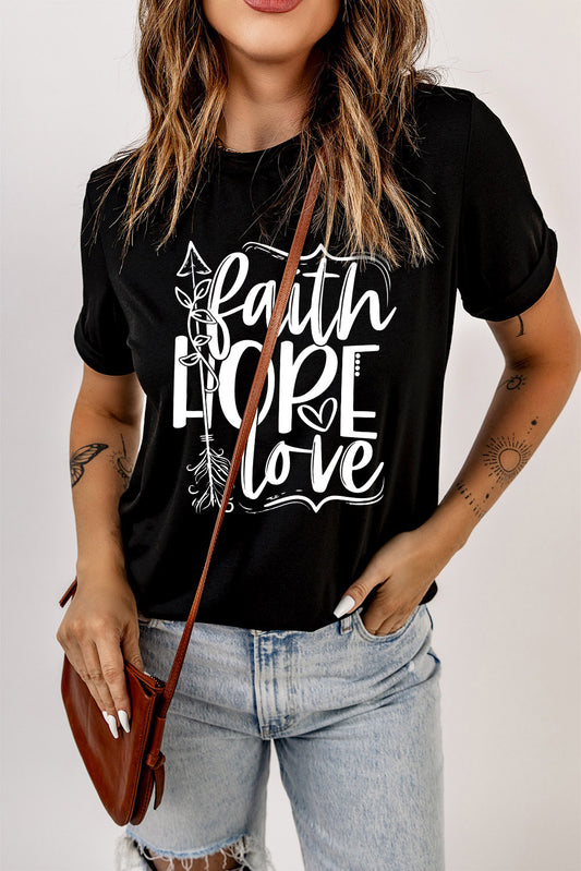 FAITH HOPE LOVE Graphic Tee Shirt-Jewearrings