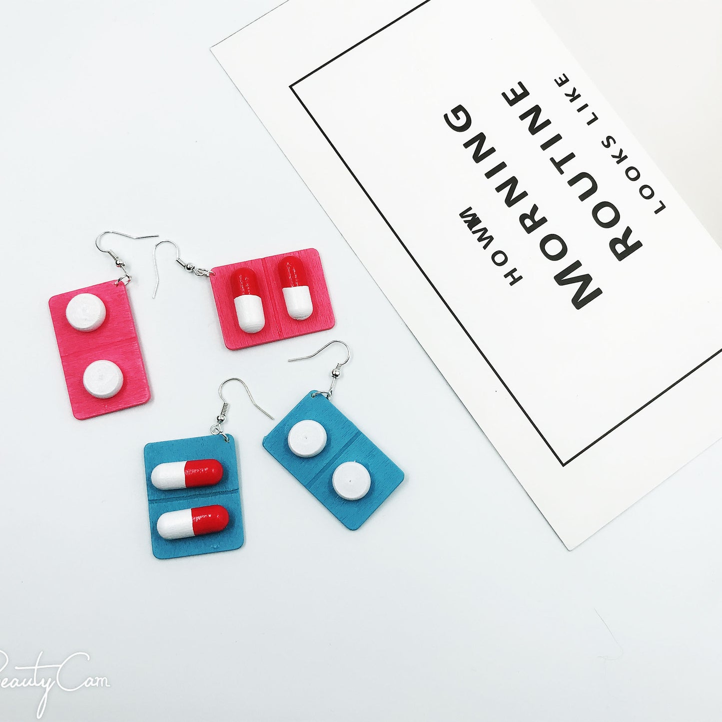 Quirky Ideas Log Earrings 925 Temperament Contrast Color Pill Capsule Harajuku Style Ear Clip-Jewearrings