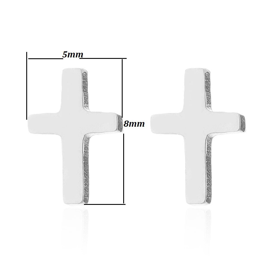 Cross Stud Earrings Women's Simple Christmas Gift-Jewearrings