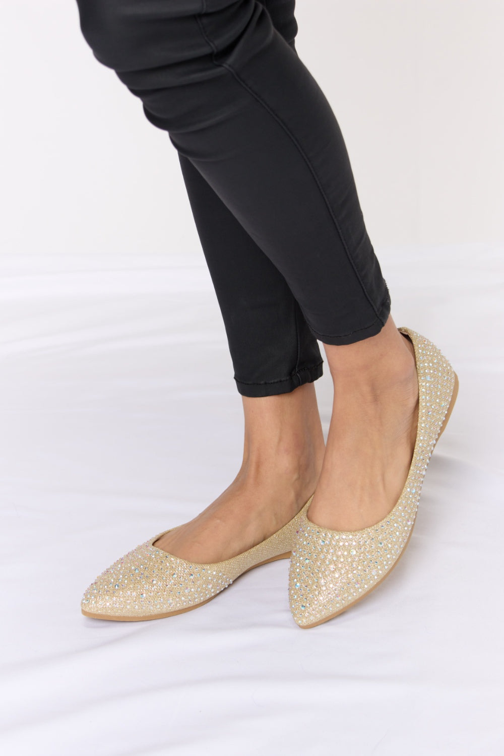 Forever Link Rhinestone Point Toe Flat Slip-Ons-Jewearrings