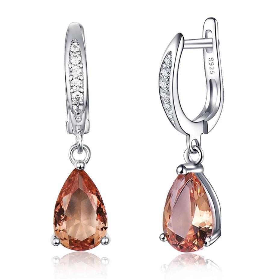 Women's Droplet Sterling Silver Platinum Plated Earrings-Jewearrings