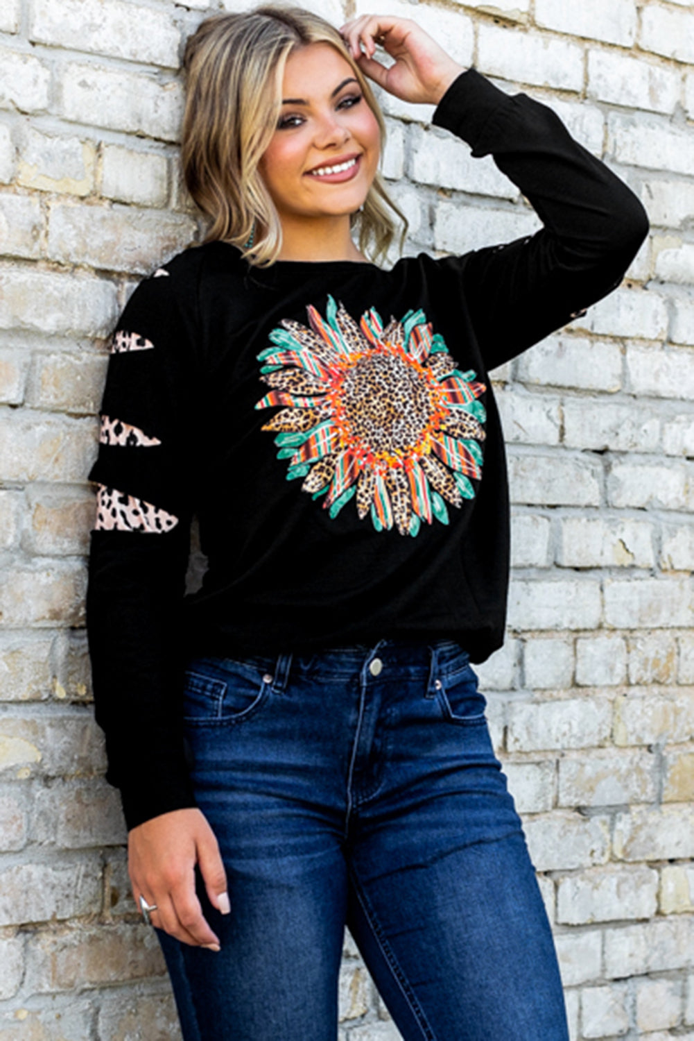 Graphic Leopard Patch Sweatshirt-Jewearrings