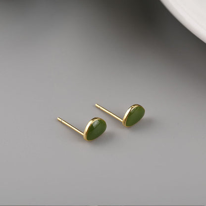 Sterling Silver Green Leaf Earrings Female New Style-Jewearrings