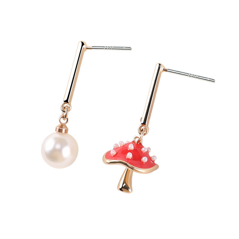 Temperament S925 Silver Needle Personalized Pearl Earrings-Jewearrings