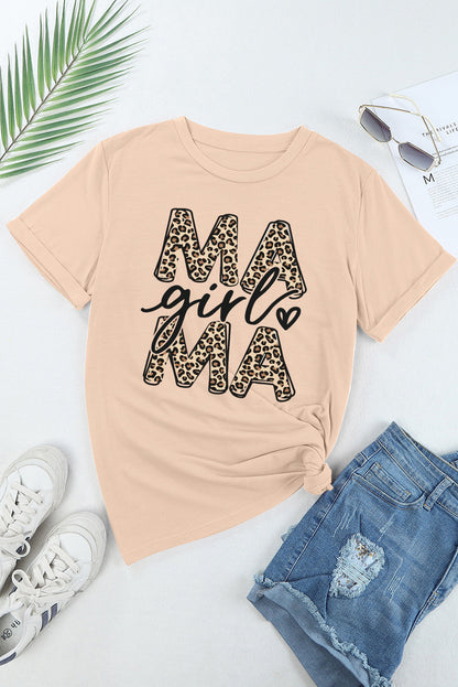 MAMA GIRL Round Neck Short Sleeve T-Shirt-Jewearrings