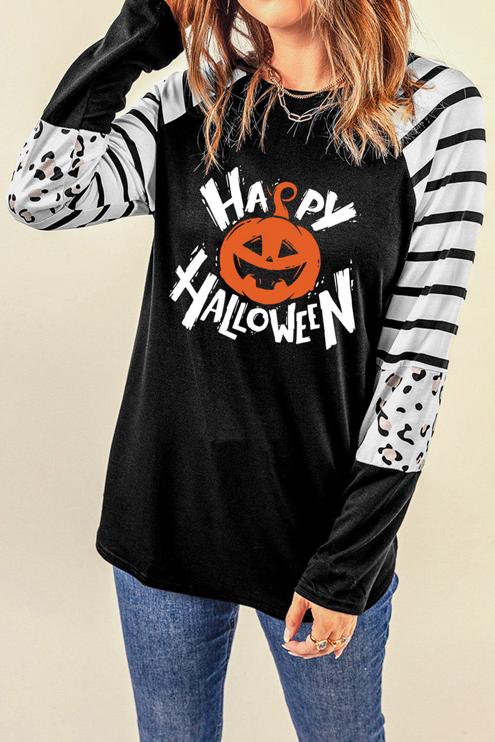 HAPPY HALLOWEEN Graphic Long Sleeve T-Shirt-Jewearrings