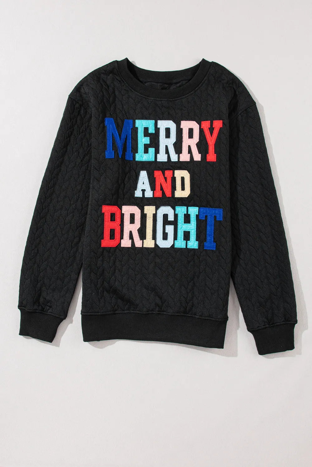 MERRY AND BRIGHT Cable Knit Pullover Sweatshirt-Jewearrings