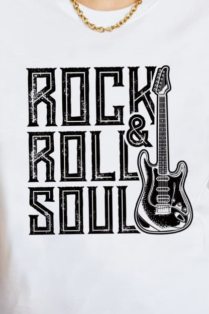 Simply Love Full Size ROCK & ROLL SOUL Graphic Cotton T-Shirt-Jewearrings