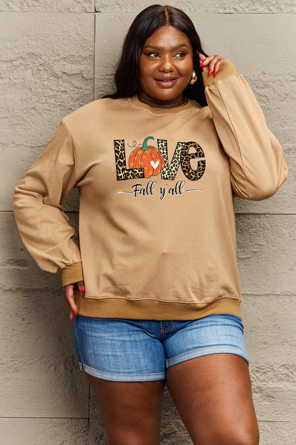 Simply Love Full Size LOVE FALL Y'ALL Graphic Sweatshirt-Jewearrings