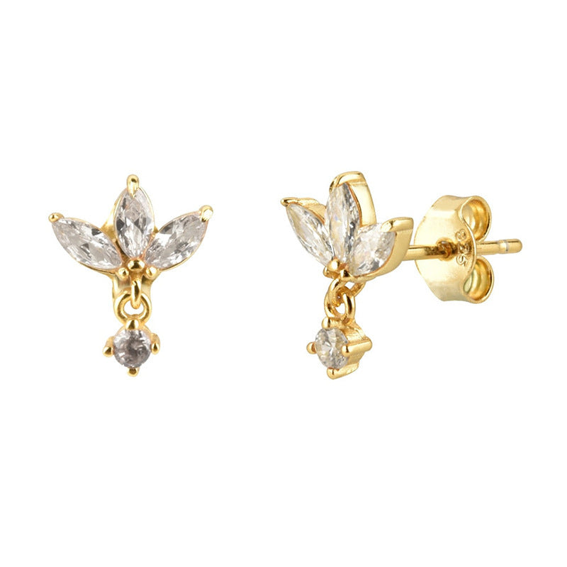 Zircon Silver Stud Earrings Female-Jewearrings