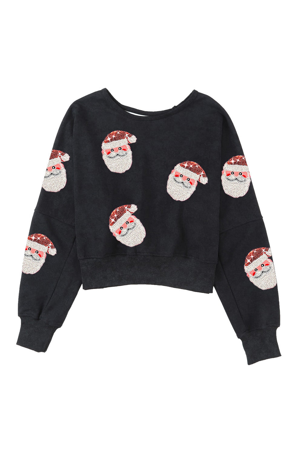 Santa Sequin Long Sleeve Sweatshirt-Jewearrings