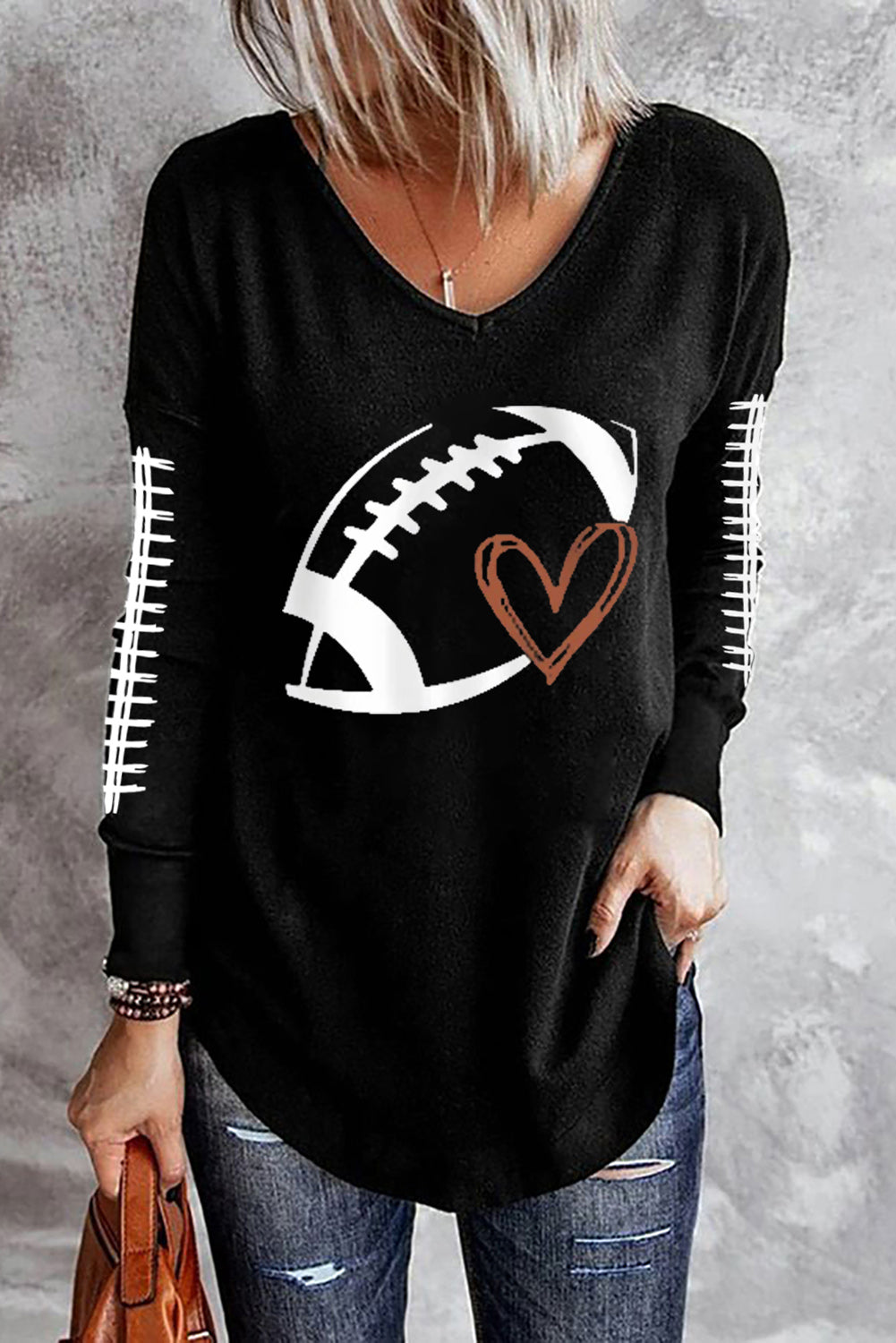 Football Graphic Long Sleeve T-Shirt-Jewearrings