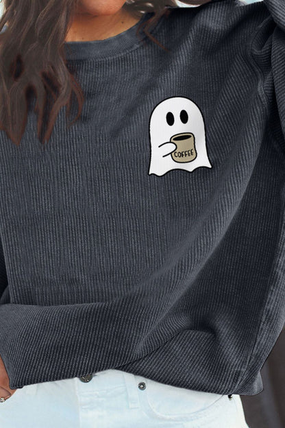 Ghost Graphic Drop Shoulder Sweatshirt-Jewearrings