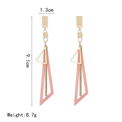 Korean Long Statement Geometric Triangle Tassel Dangle Drop Earrings For Women Earrings Fashion Jewelry Oorbellen Brincos-Jewearrings