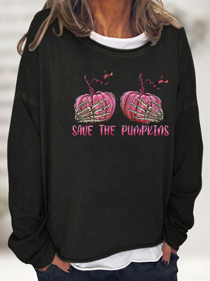 SAVE THE PUMPKIN Graphic Full Size Sweatshirt-Jewearrings