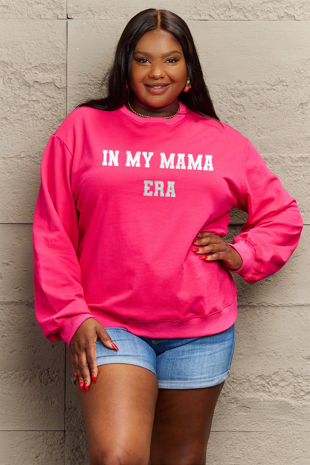 Simply Love Full Size IN MY MAMA EAR Graphic Sweatshirt-Jewearrings