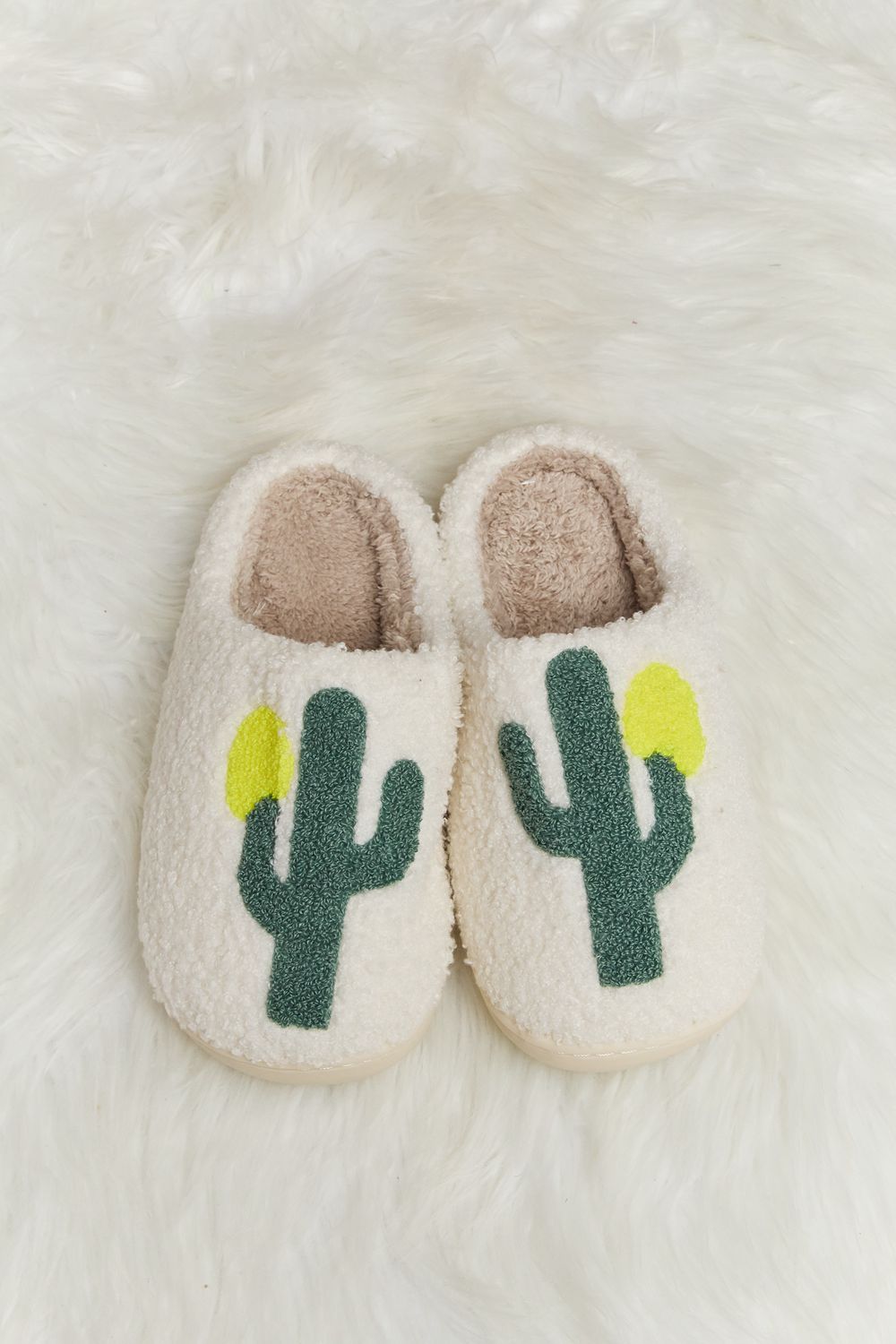 Melody Cactus Plush Slide Slippers-Jewearrings